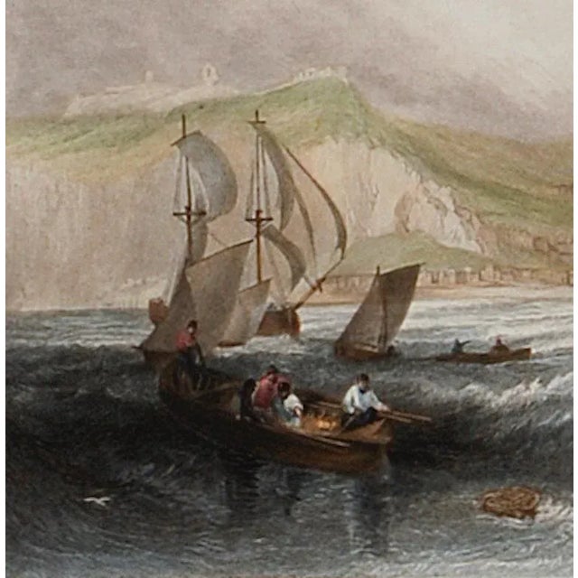 Traditional Fishing Off Hastings, England: A Framed 19th C. Engraving After J. M. W. Turner, 1859 For Sale - Image 3 of 6