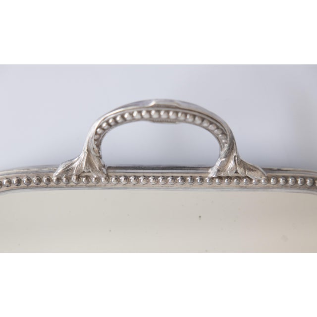 Silver Antique English Silver Plate Mirrored Plateau Tray For Sale - Image 8 of 10