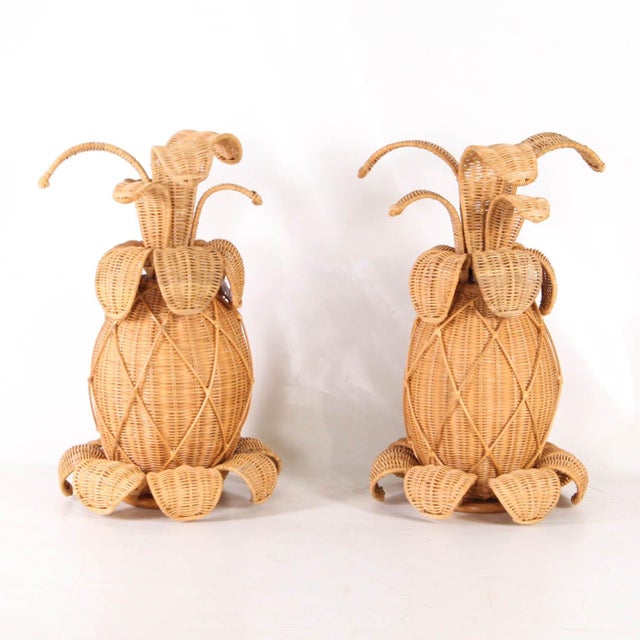 Vintage Wicker Pineapple Lamp For Sale - Image 9 of 16