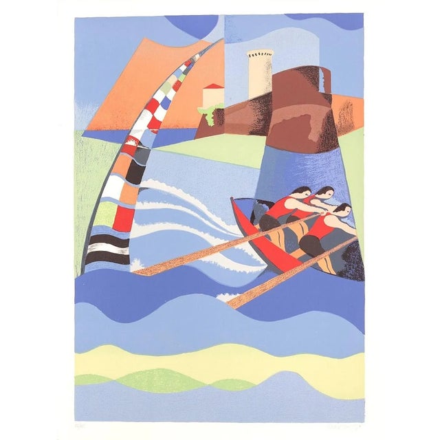 Maritime Palio - Original Lithograph by O. Peruzzi - 1989 1989 For Sale