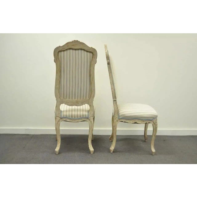 Cream Mid 20th Century Vintage Swedish Rococo Style Cream Distress Painted Side Chairs - Set of 4 For Sale - Image 8 of 10