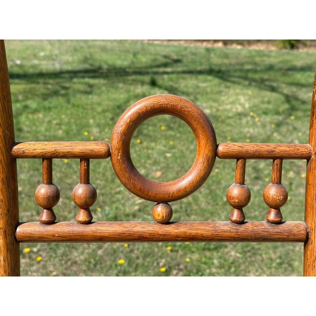 Antique Ball & Stick Oak Easel for your consideration. The easel measures approx. 65 1/2 inches tall and approx. 22 inches...