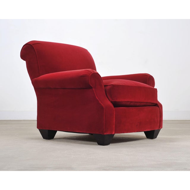 Modern Ralph Lauren London Club Lounge Chair in Italian Red Velvet For Sale - Image 3 of 18