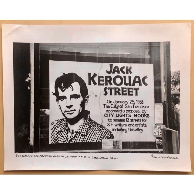 Fred McDarrah, Vintage Print Silver Gelatin Signed Photograph Jack Kerouac Street Sign Photo For Sale - Image 9 of 9