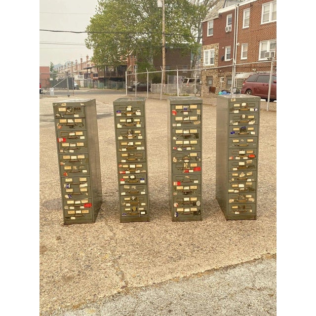 Industrial Vintage Columbia Steel Equip Gray Metal 10 Drawer Industrial File Cabinet (A) For Sale - Image 3 of 15