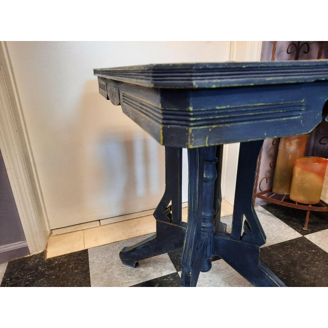 Navy Blue 20th Century Eastlake Painted Accent Table For Sale - Image 8 of 10