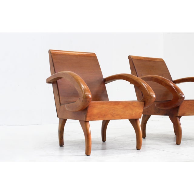 Mid-Century Modern Mid-Century Armchairs in Bent Wood, 1960s, Set of 2 For Sale - Image 3 of 9