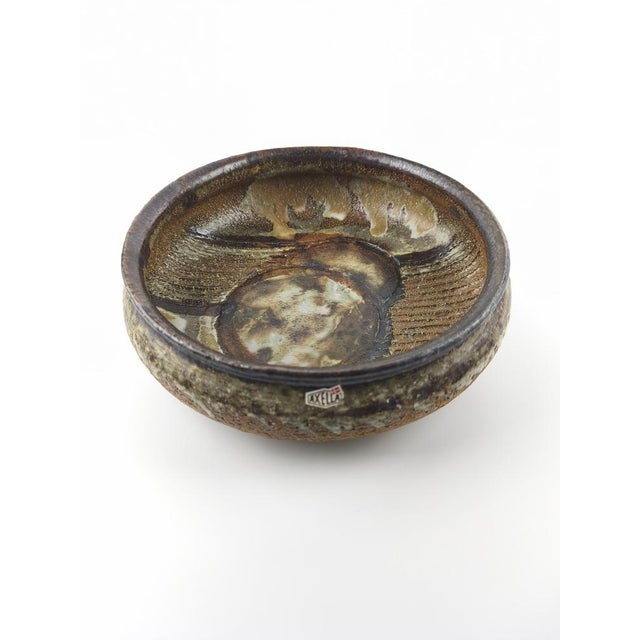 Brown Large Mid-Century Pottery Bowl by Aksel Larsen for Axella, 1960s For Sale - Image 8 of 8
