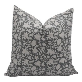 Fabdivine Artisan Block Print Throw Pillow Cover 14x14 Inch Thick Linen-Manikarnika For Sale