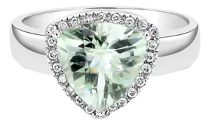 Diamond & Green Amethyst Statement Ring 2.37cttw 14k White Gold, Size 8