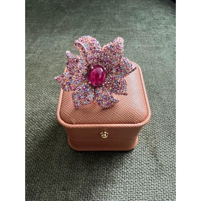 Bochic "Orient" Natural Ruby & Natural Multi Gem Ring Set In 18K Gold & Silver For Sale - Image 4 of 18