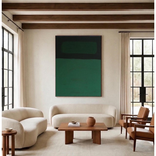 Bodasca, Minimalist Green Canvas Inside Garden, 2026, Canvas For Sale - Image 4 of 9