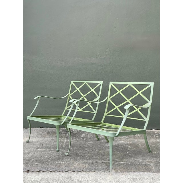 Metal Vintage Regency Brown Jordan “Florentine” Cast Aluminum Lounge Chairs - A Pair For Sale - Image 7 of 10