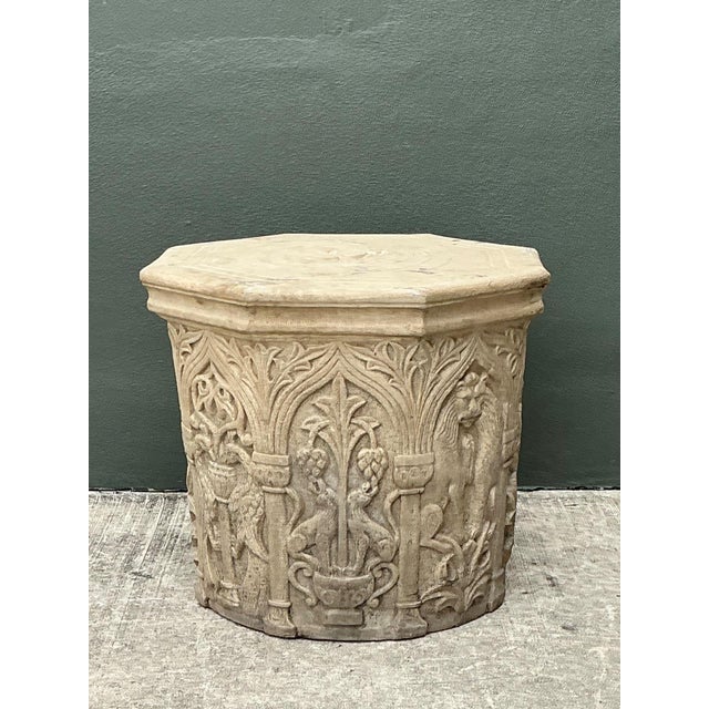 Vintage Cast Stone Lions Head Table Pedestal For Sale - Image 17 of 18