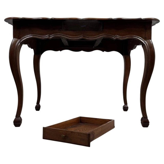 Antique French Oak Writing Table, 1900s For Sale - Image 4 of 12