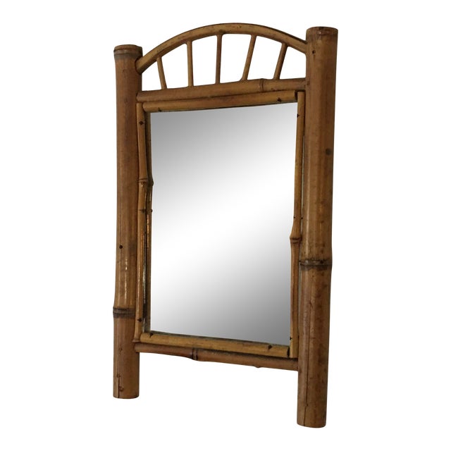 Vintage 1970’s Bamboo Wall Mirror For Sale