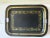 Farmhouse Antique Folk Art Black and Gold Tole Metal Tray For Sale - Image 3 of 11