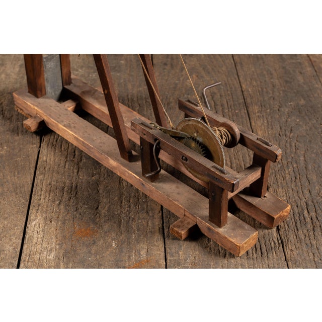 Brown Antique Hand-Built Wooden Pile Driver Instructional Model For Sale - Image 8 of 9
