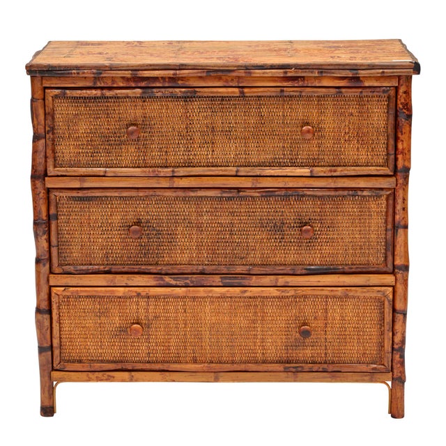 Coastal Bachelor Chest, Large, Brown, Rattan For Sale - Image 3 of 3