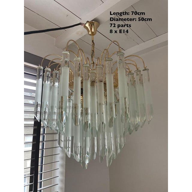 Metal Vintage Glass Chandelier in the style of Paolo Venini, 1970s For Sale - Image 7 of 12