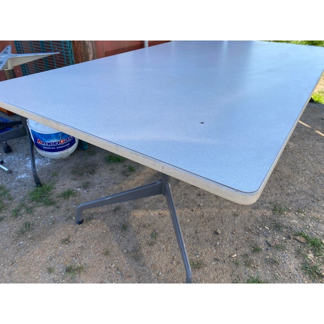 Vintage mid century modern Herman miller cement grey conference dining room table in good vintage condition some surface...