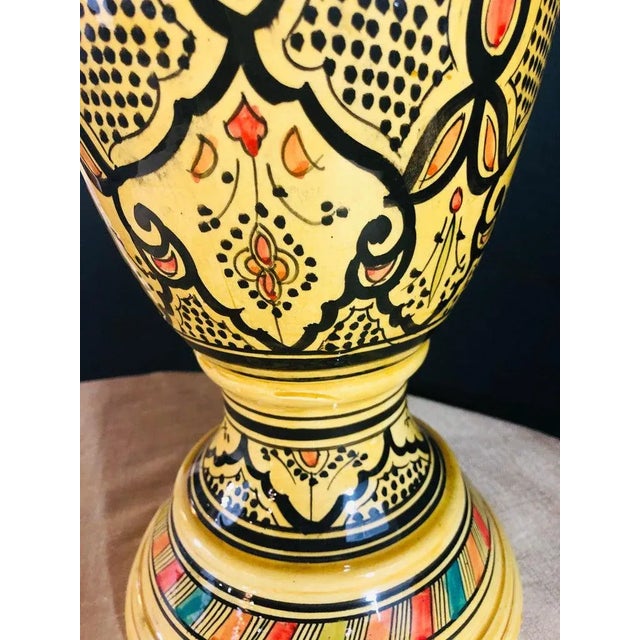 Vintage Moroccan Pottery Yellow Vase For Sale - Image 11 of 12