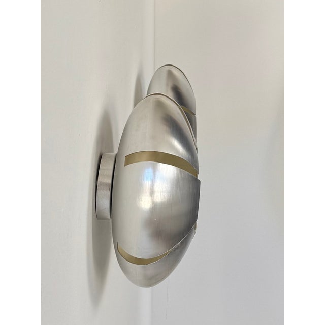 Vintage Wall Lights in Brushed Aluminum, France, 1970, Set of 2 For Sale - Image 9 of 15