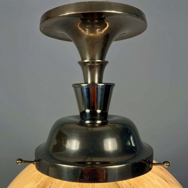Art Deco Opaline Glass and Nickel Ball Flush Mount with Tassel, Germany, 1930s For Sale - Image 14 of 18