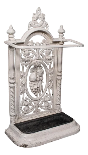 1890's Antique Portico Stick Stand, English, Cast Iron, Hall, Umbrella Loop, Victorian