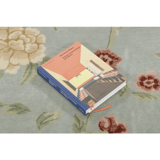 Sky Blue Chinese Art Deco Style Floral Vinery Wool Square Rug by Rug & Kilim, India For Sale - Image 8 of 8