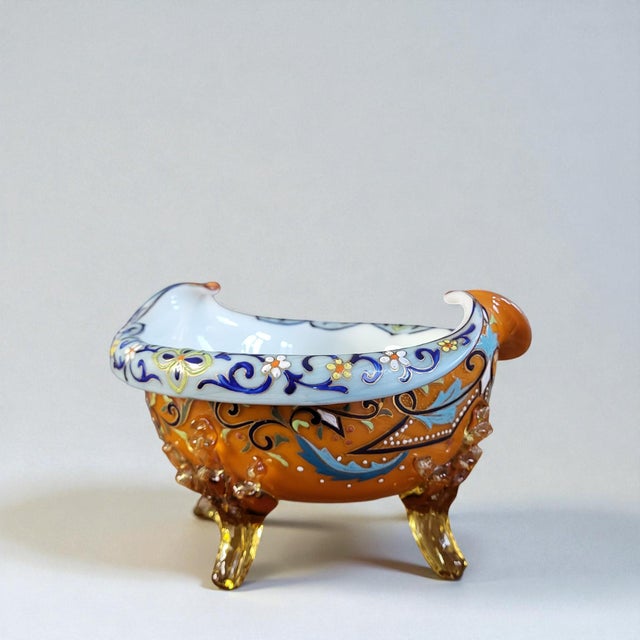 Enamelled Glass Bowl attributed to Auguste Jean, 19th Century For Sale - Image 4 of 10