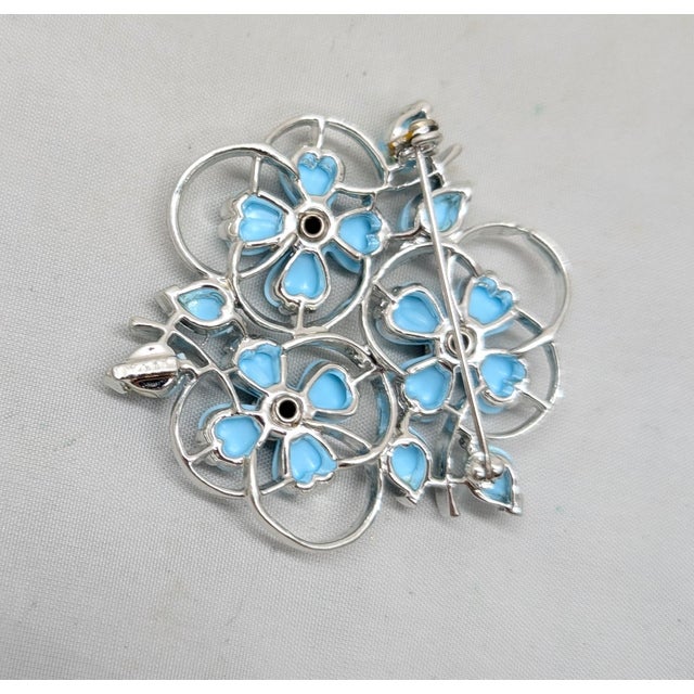 Turquoise Vintage Kramer Turquoise Resin Flower Brooch- 1955 Vogue Ad Piece For Sale - Image 8 of 9