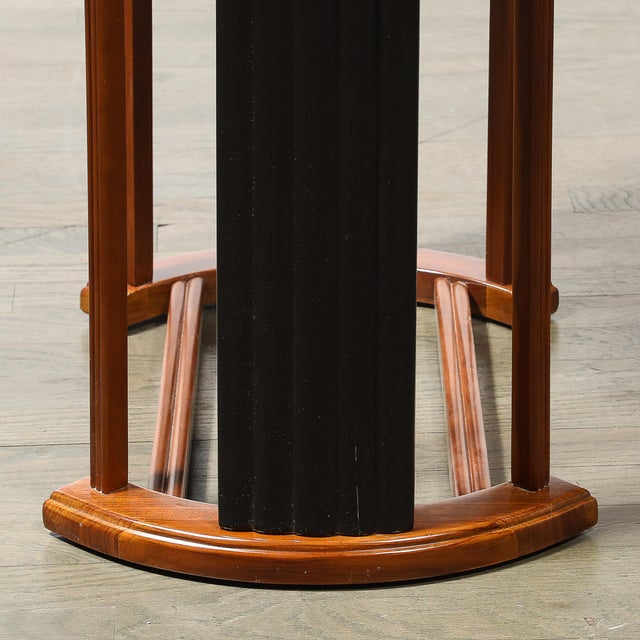 Art Deco Side Table in Book-Matched Walnut & Black Lacquer Fluted Supports For Sale - Image 10 of 10
