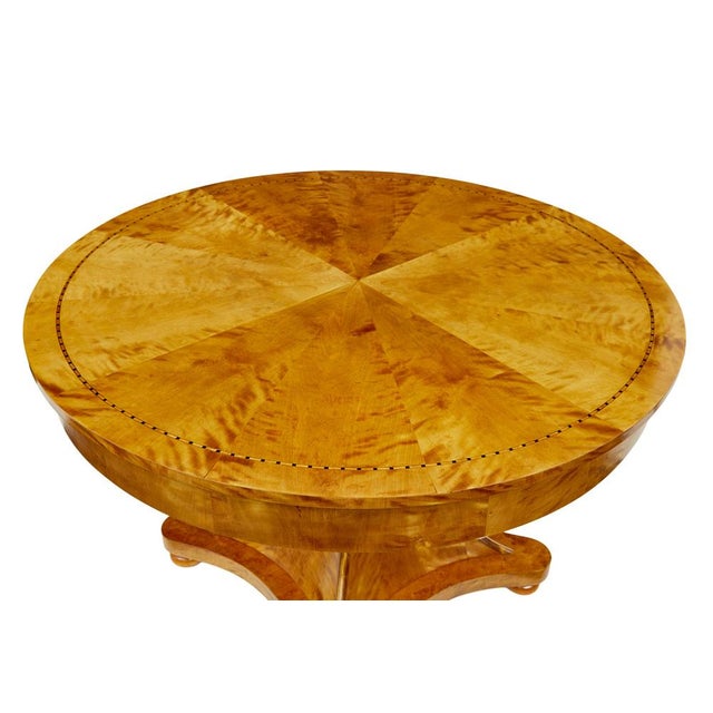 Scandinavian Art Deco Inlaid Birch Center Table, 1920 For Sale - Image 4 of 10
