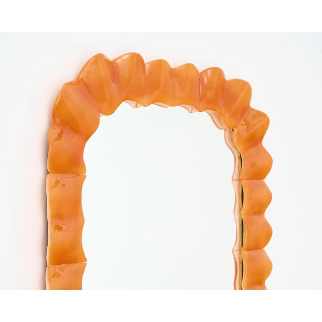 Murano Glass Orange Mirror For Sale - Image 4 of 9