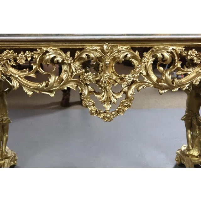 Large Console in Gilded Wood, 1970s For Sale - Image 4 of 7