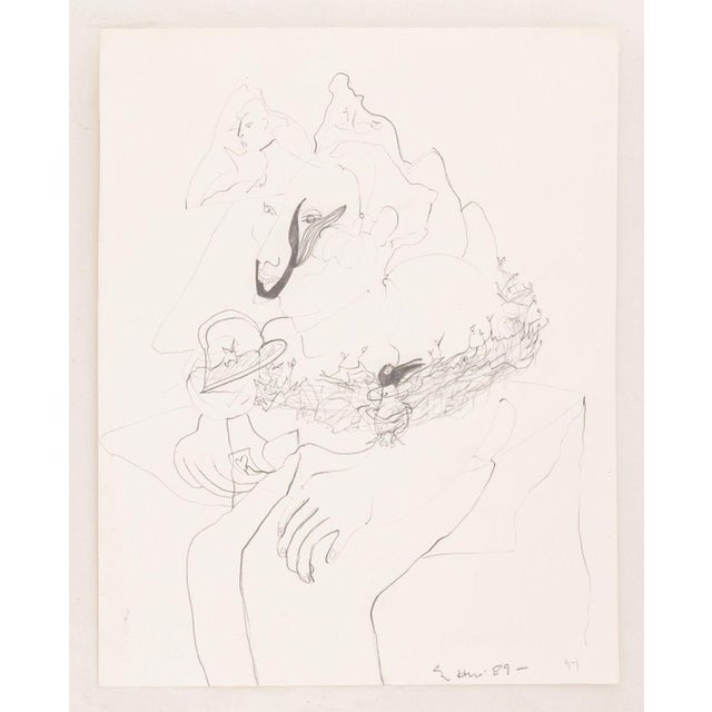 Eva Bouzard-Hui Surrealist Graphite on Paper, 10 For Sale - Image 11 of 14
