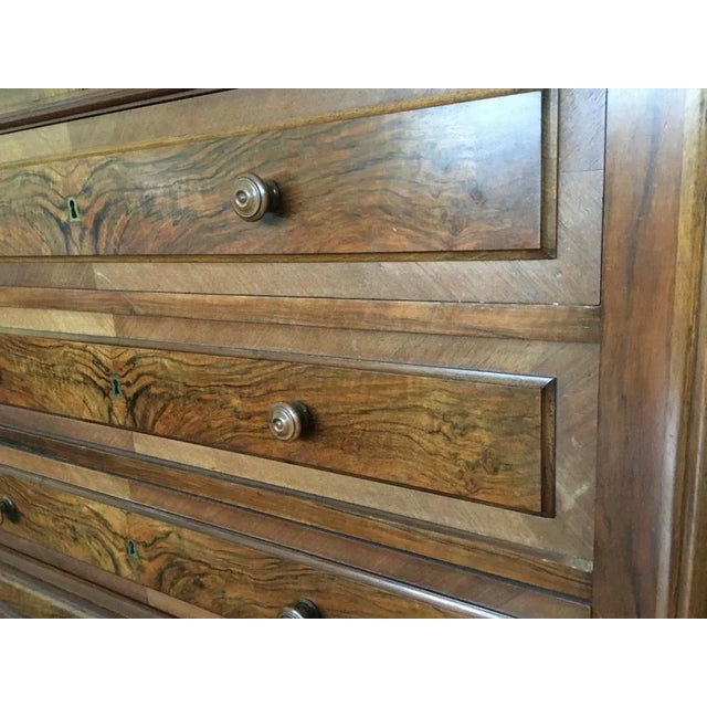 Walnut Chest of Drawers with White Marble Top, 1900s For Sale - Image 9 of 17