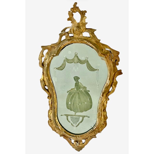 Pair of 18th Century Venetian Giltwood Rococo Etched Glass Mirrors For Sale In Tampa - Image 6 of 13
