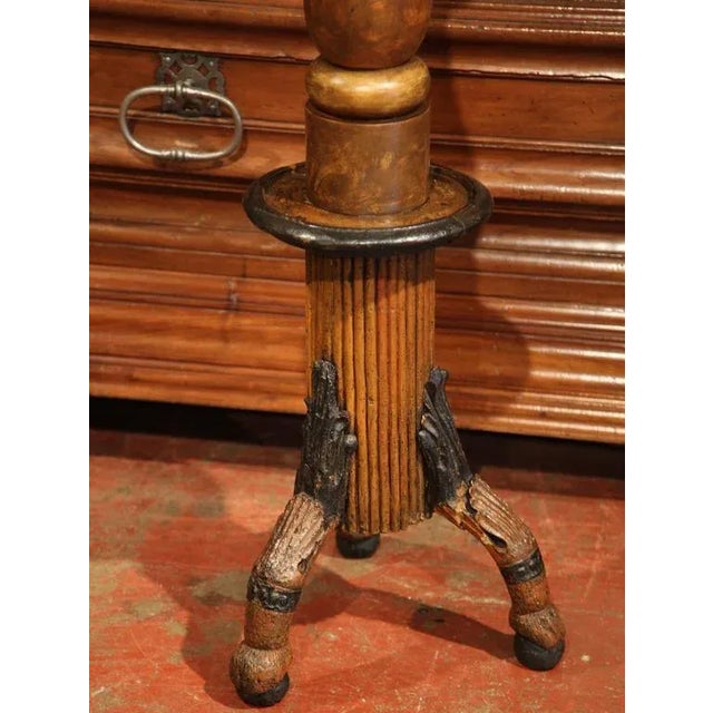 17th Century Italian Carved and Painted 7-Arm Forged Candelabra For Sale - Image 5 of 8