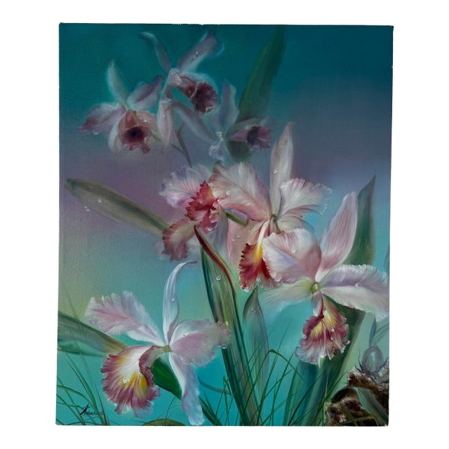 1991 Sonia Gil Torres Colombian Floral Still Life Oil on Canvas Painting For Sale