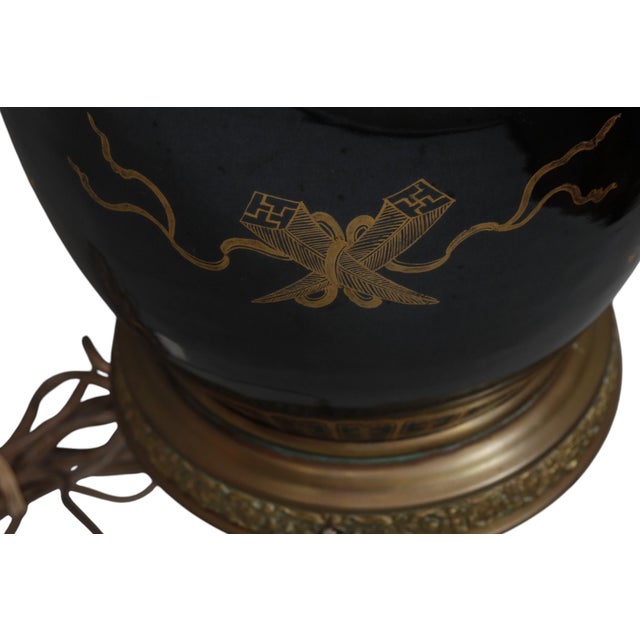 Black Chinoiserie Ginger Jar Table Lamp For Sale - Image 8 of 9