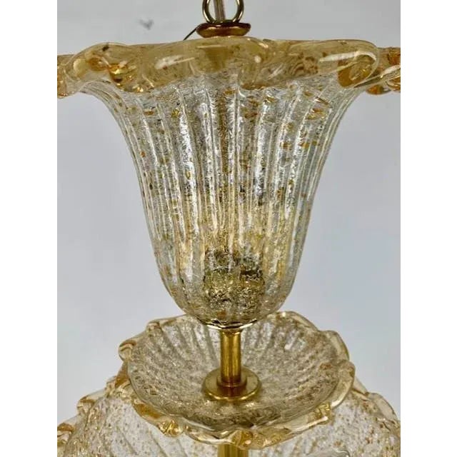 Vintage Venetian Glass 3 Tiered Pendant Light With 5 Lights For Sale - Image 10 of 11