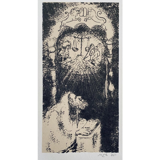 Yosl Bergner, Israeli Expressionist Yosl Bergner Modernist Lithograph For Sale