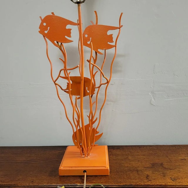Figurative Vintage Orange Fish Seaweed Lamp For Sale - Image 3 of 8