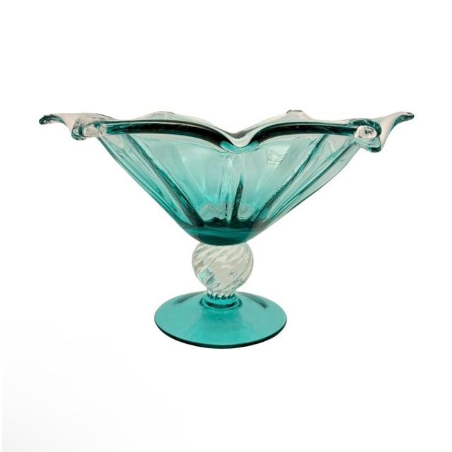Vintage Murano Italy Art Glass Footed Pedestal Centerpiece Compote Bowl Large. For Sale In Atlanta - Image 6 of 9