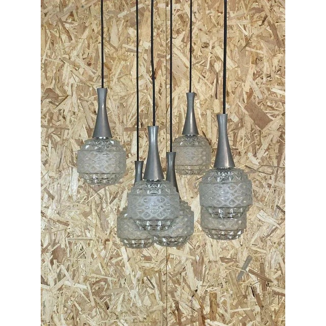 1960s Mid-Century Space Age Cascading Pendant Lamp in Glass, 1970s For Sale - Image 5 of 13