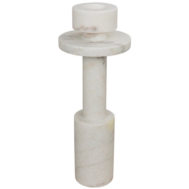 Mid-Century Modern NOIR Shine Candle Holder, White Stone For Sale - Image 3 of 3