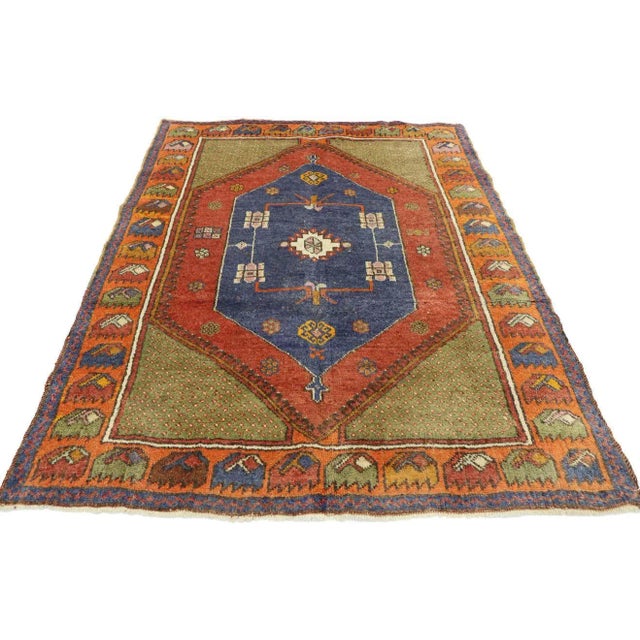 Mid-Century Modern Mid 20th Century Vintage Turkish Oushak Rug, 03'05 X 04'08 For Sale - Image 3 of 11