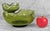 Mid-Century Modern Mid 20th Century Mid-Century Avocado Green Pinched Glass Chip & Dip Serving Bowls For Sale - Image 3 of 10